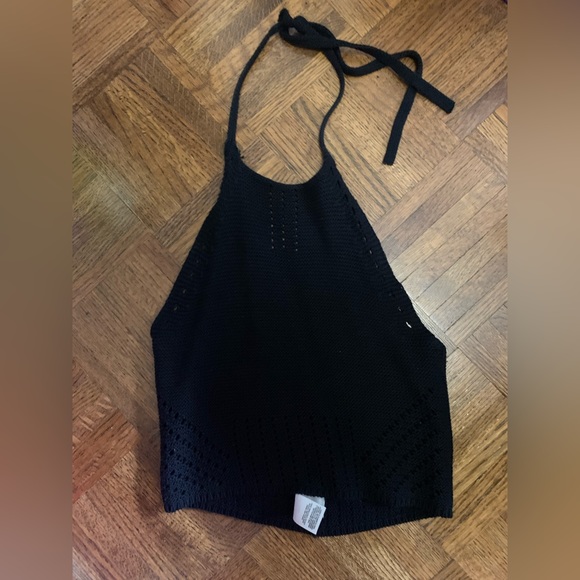 Garage Tops - GARAGE Black Crochet Halter Top XS NEW